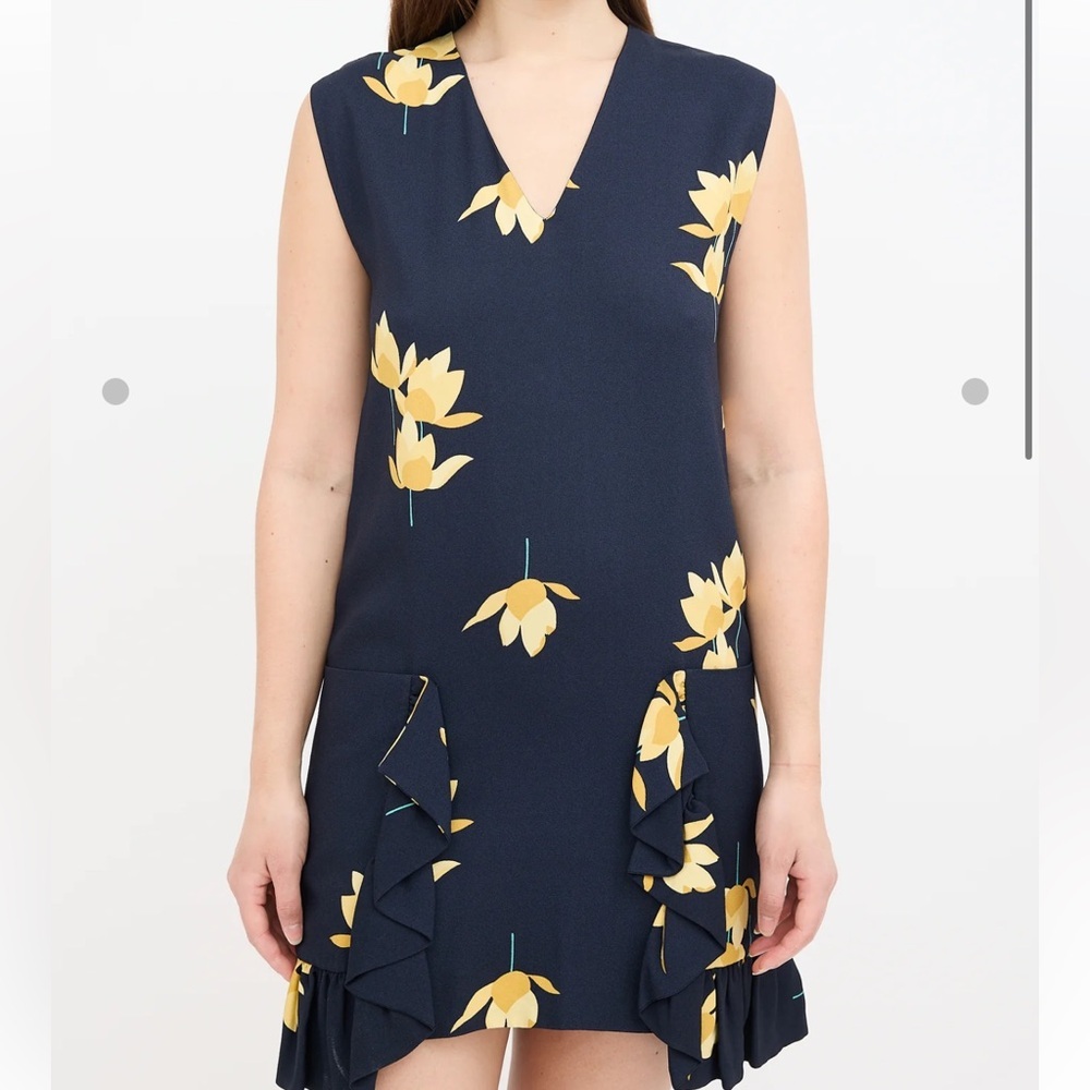 Marni Navy Dress with Yellow Floral Print